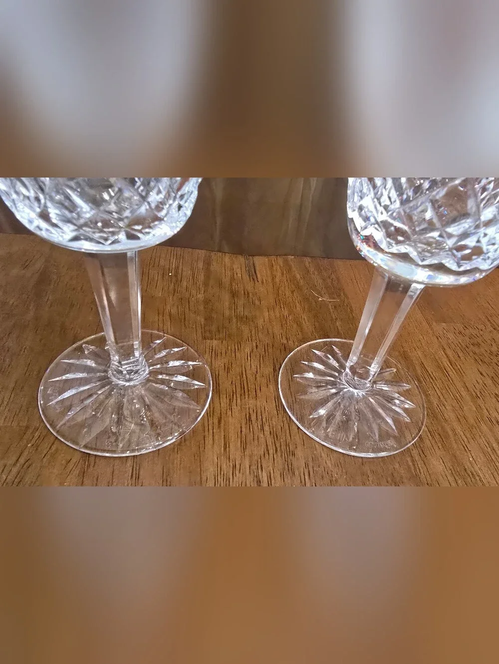Pair of Vintage Signed Waterford Crystal Lismore Claret Wine Glasses Set of 2